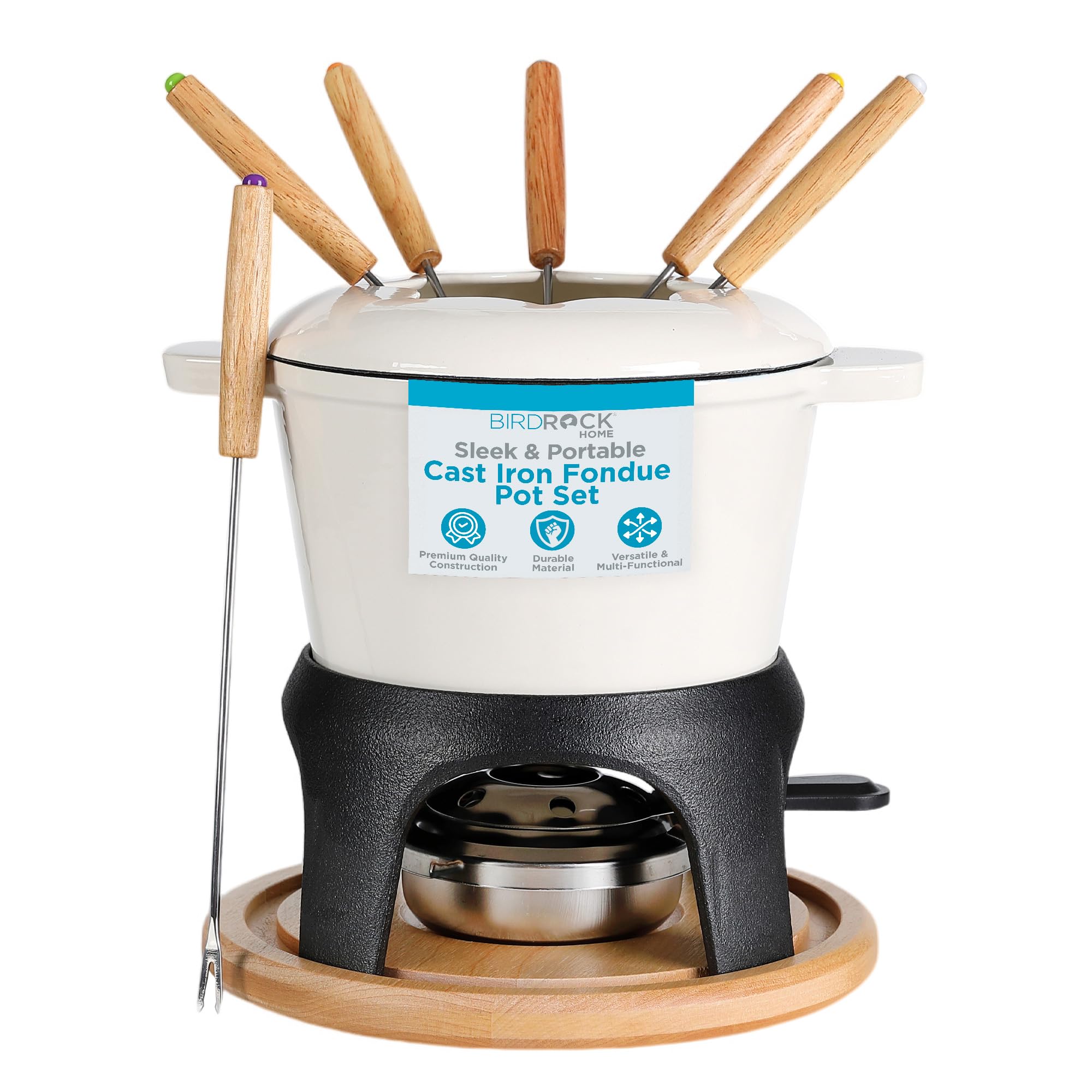 Amazon.com: BIRDROCK HOME Cast Iron Fondue Pot Set | 8 Fondue